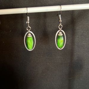 22058 Green glass earrings